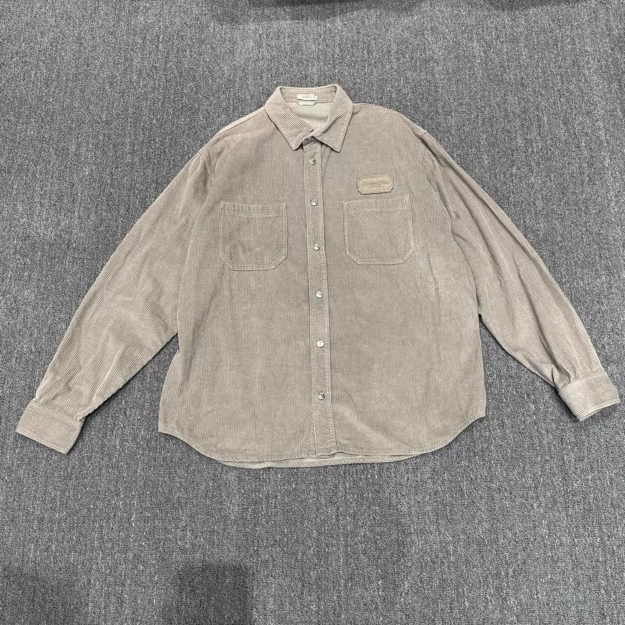 Dior Gray Corduroy Long Sleeve Button-Up Shirt Size US XL / EU 56 / 4 - 1 Thumbnail