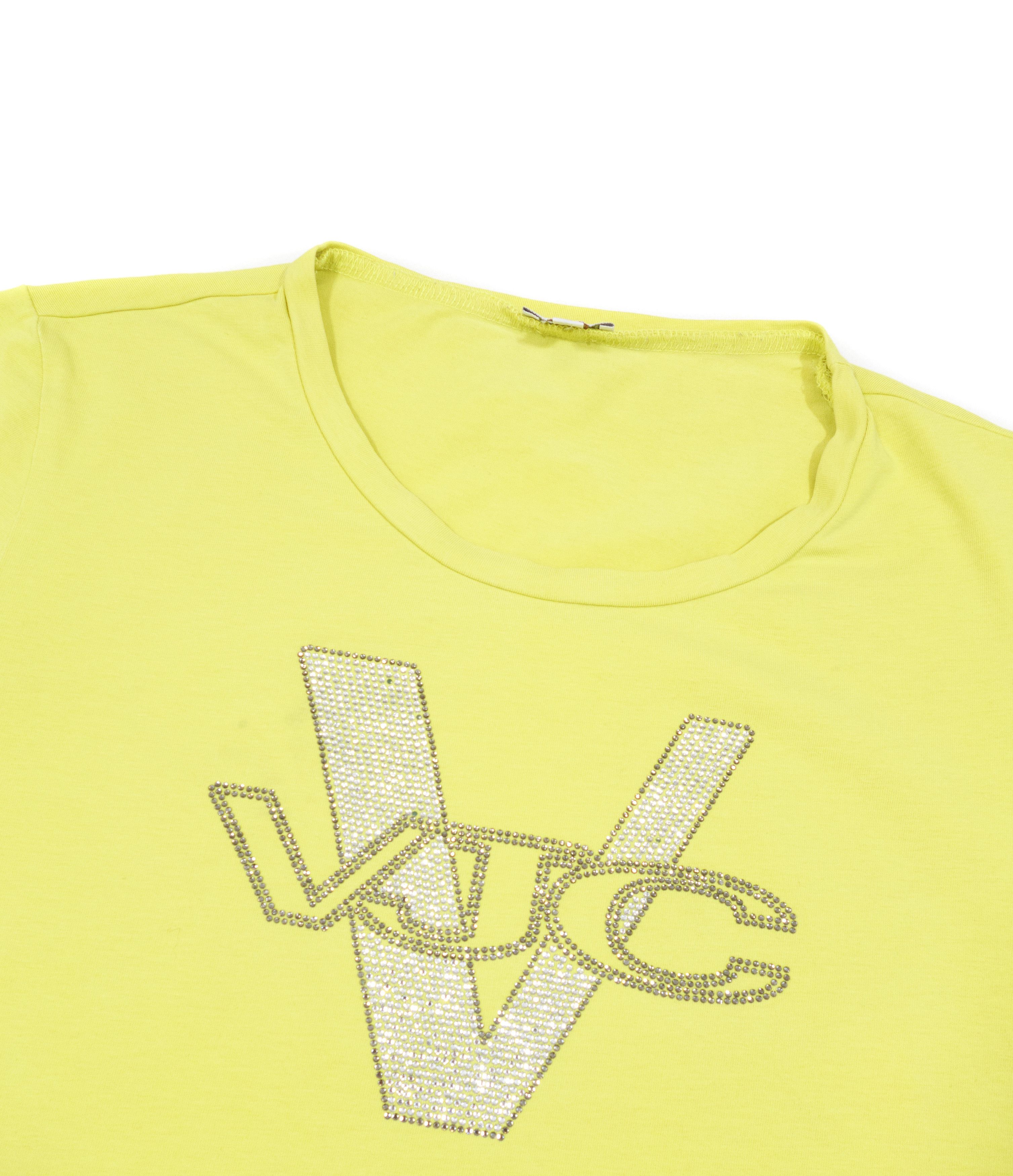 Versace Jeans Couture Y2K VJC Rhinestones Big Logo 00s T-Shirt Vintage Size L / US 10 / IT 46 - 3 Thumbnail