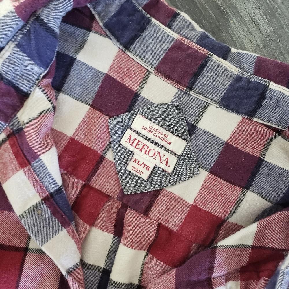 Merona Red White Blue Merona Button Down Flannel Size US XL / EU 56 / 4 - 3 Thumbnail