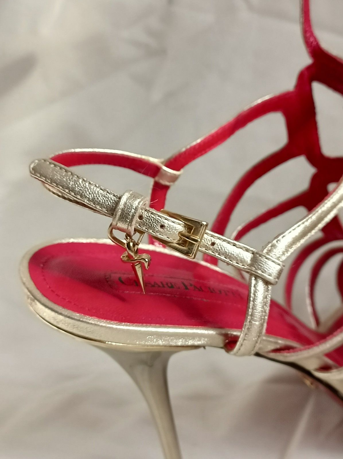 Paciotti Cesare Paciotti Gold Red Leather Heels Sandals EU 41 Size US 11 / IT 41 - 10 Thumbnail