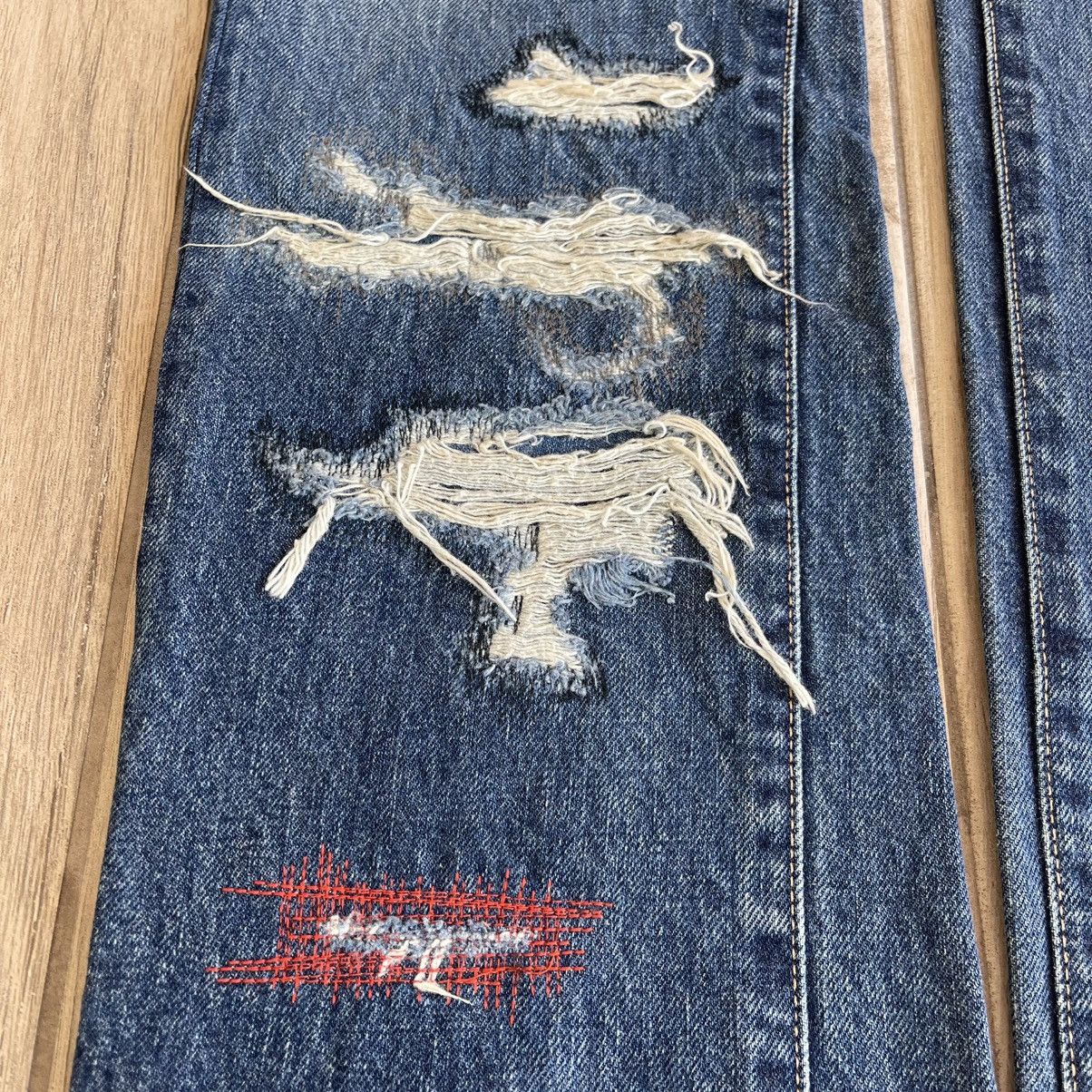 Undercover SS05 "But Beautiful" Distressed Patchwork 60 Denim Jeans Size US 33 - 5 Thumbnail