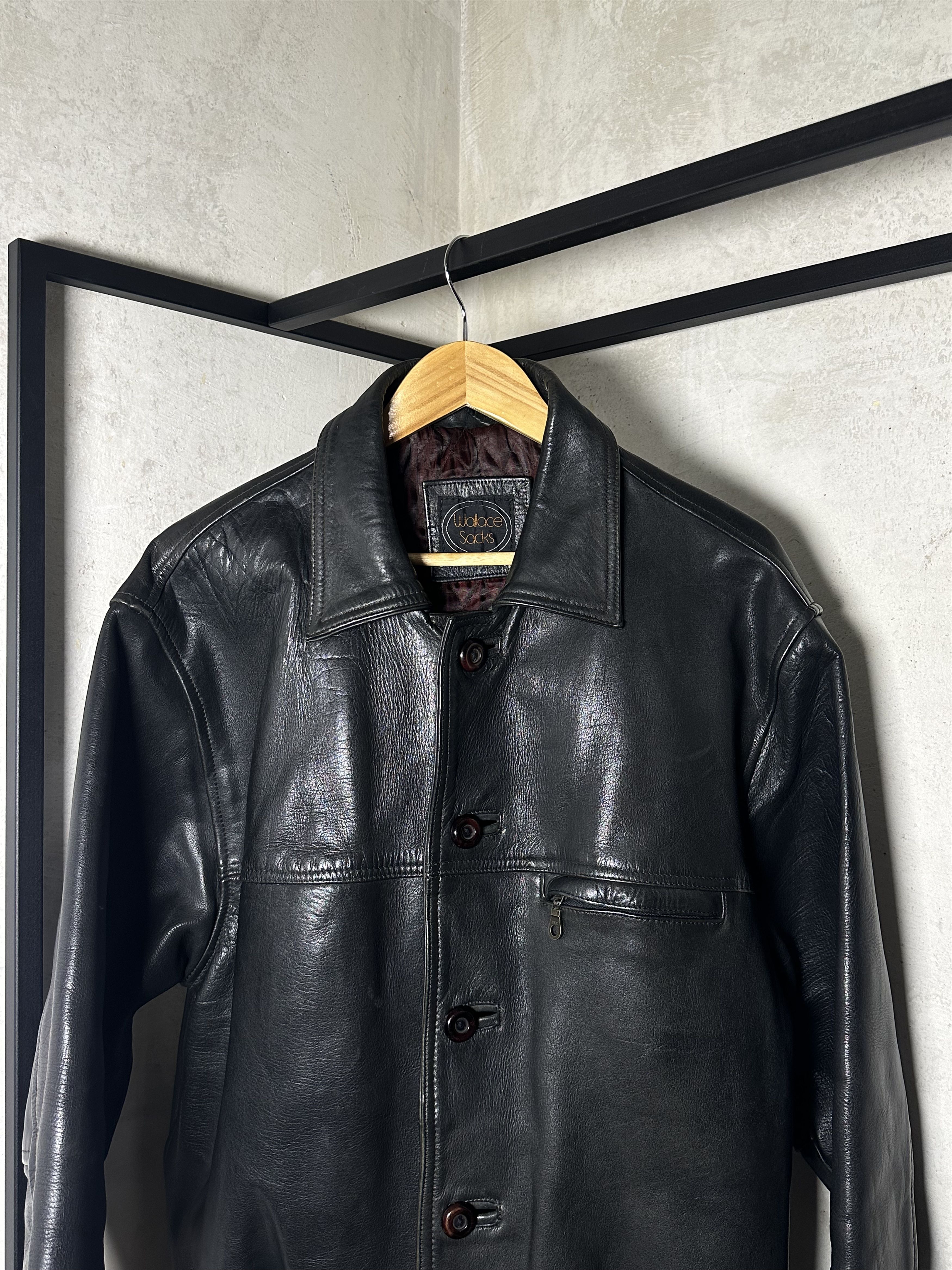 Wallace & Barnes Wallace Sacks Thick Leather Button Up Jacket Size US L / EU 52-54 / 3 - 4 Thumbnail