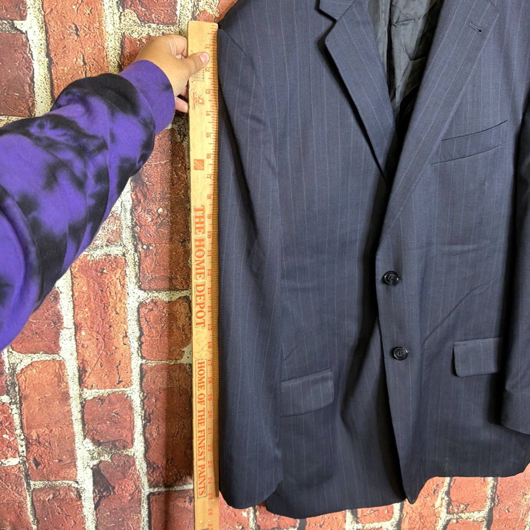 Jos. A. Bank Jos A Bank Reserve Mens Blazer Suit 44R Wool 2 Piece Blue Striped Notch Lapel Regular Mens Size 44R - 3 Thumbnail