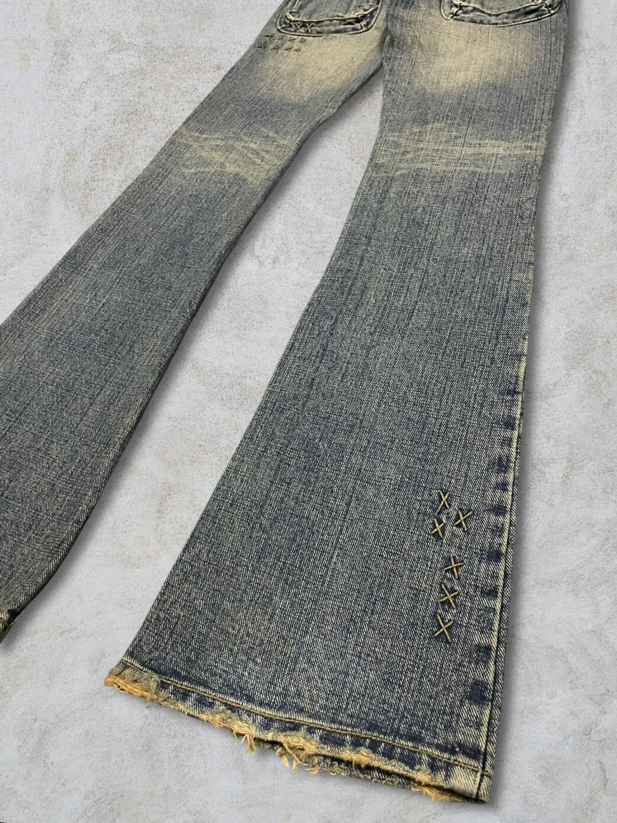CIVARIZE Japanese Brand Women Punk Bootcut Bush Pants Mud Wash Jeans Size 26" / US 2 / IT 38 - 11 Thumbnail