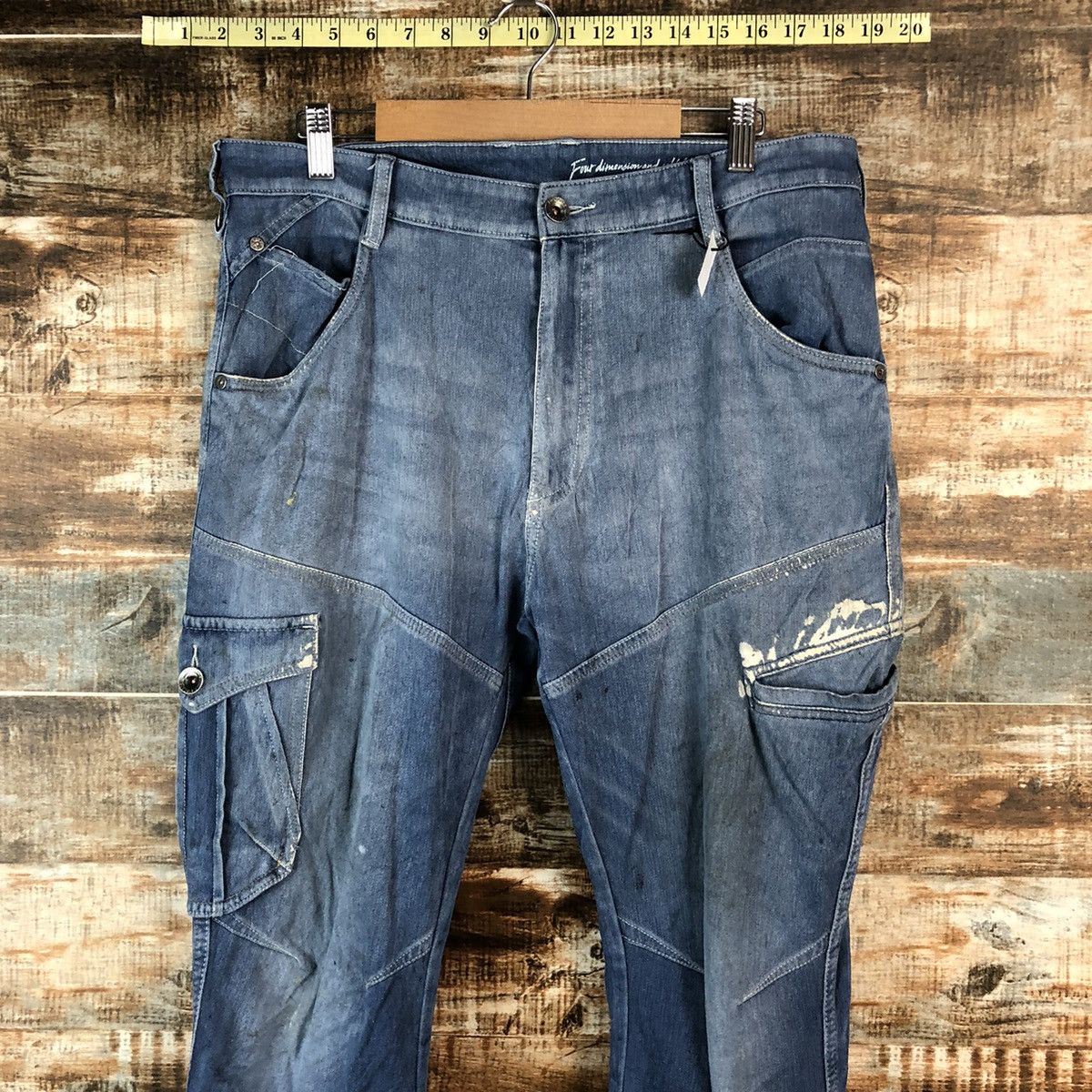 Japanese Brand Field Core Blue Distressed ripped Denim Pants #A2166 Size US 33 - 4 Thumbnail