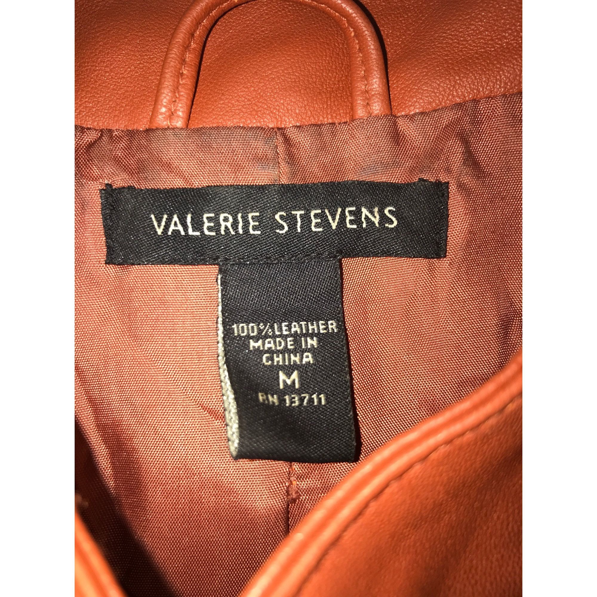 Vintage Valerie Stevens Womens Burnt Orange Leather Moto Jacket Size M / US 6-8 / IT 42-44 - 3 Thumbnail