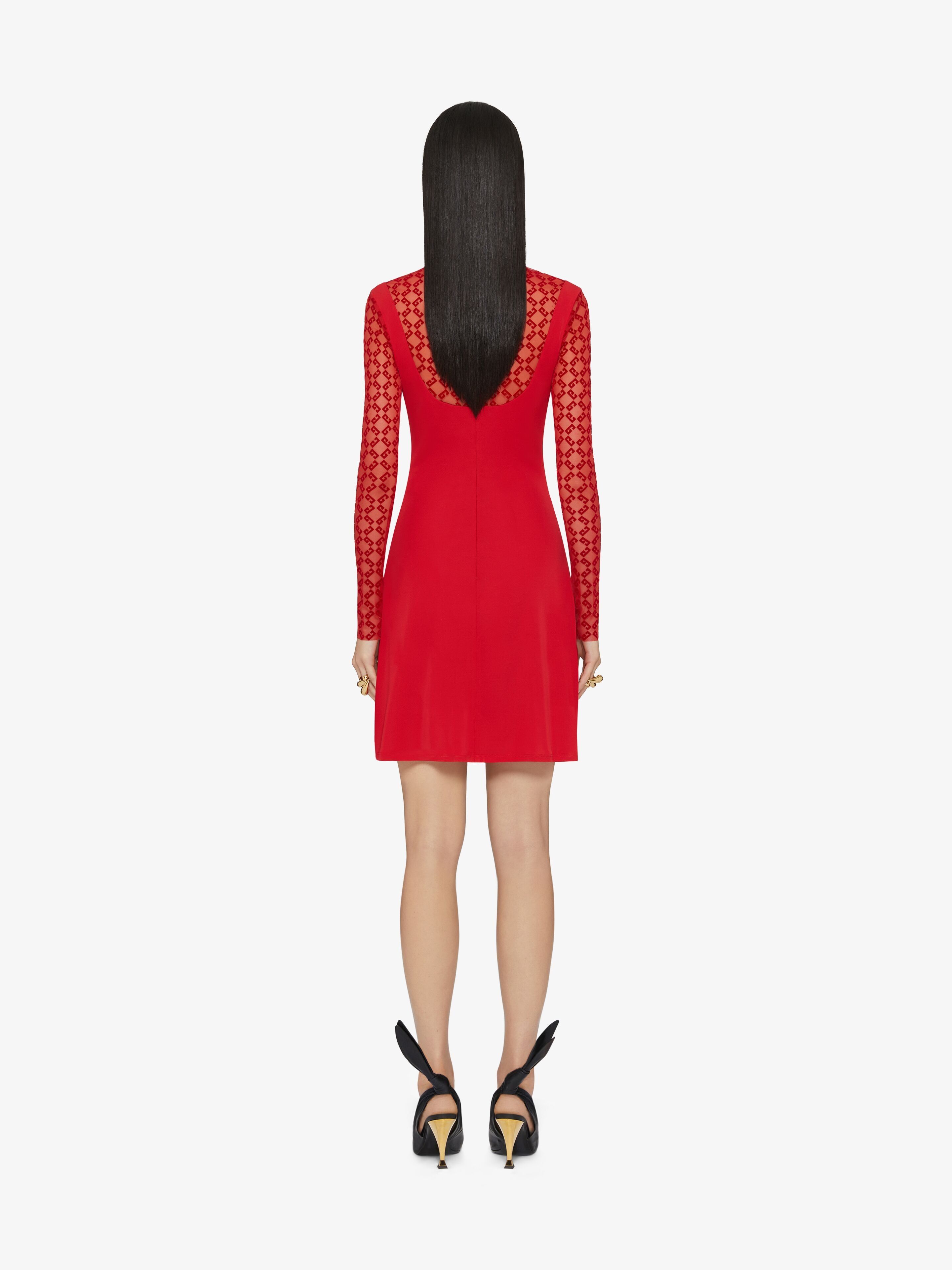 Givenchy o1w1db10825 Long Sleeve Plumetis Dress in Red Size M / US 6-8 / IT 42-44 - 4 Thumbnail