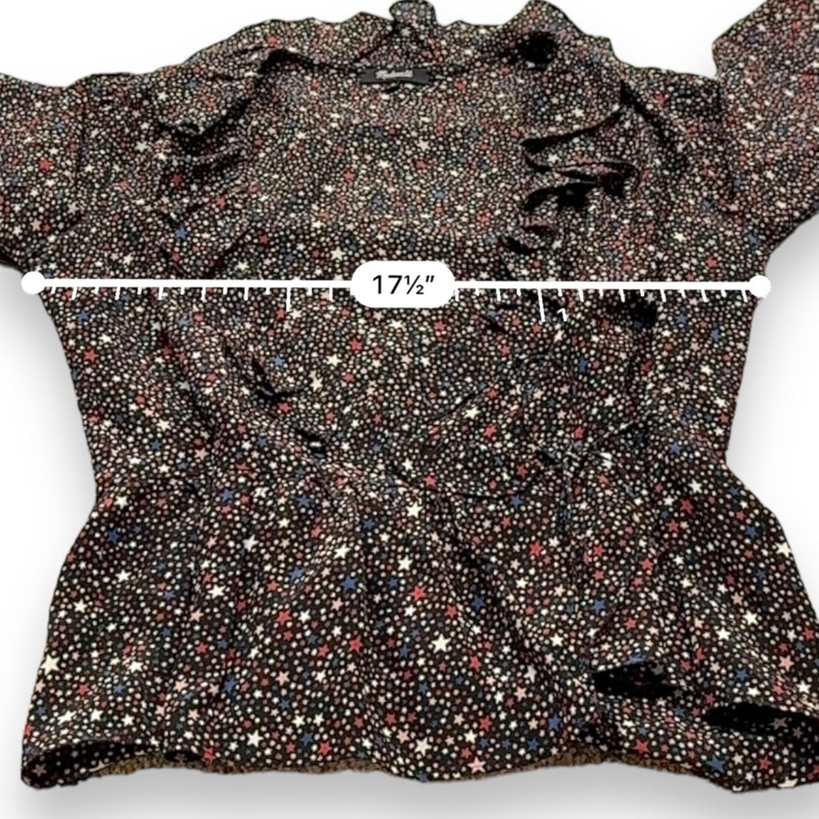 Madewell Madewell Silk Ruffle-Hem Wrap Long Sleeve Top Starry Night Size M / US 6-8 / IT 42-44 - 11 Thumbnail