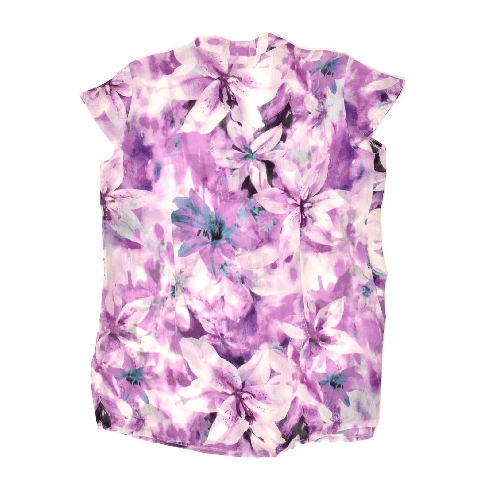 Vintage VINTAGE Womens Shirt XL Purple Floral Cotton IT 48 Short Sleeve Size XL / US 12-14 / IT 48-50 - 2 Thumbnail