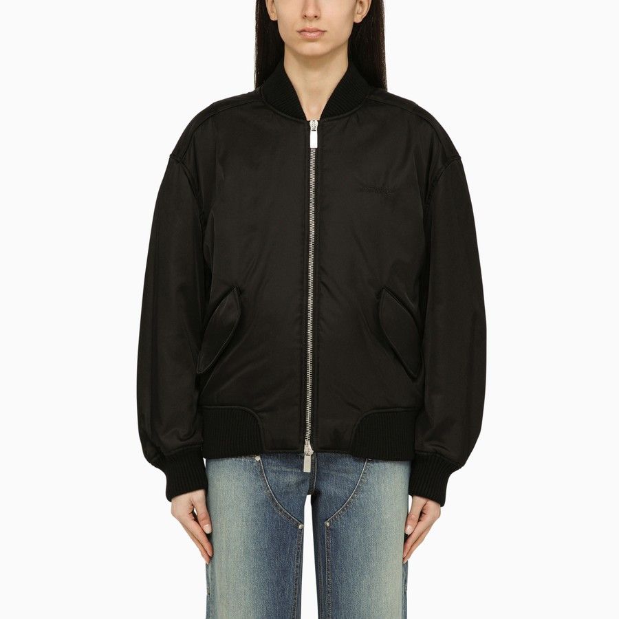 Off-White o1d2blof0924 Padded Nylon Bomber Jacket in Black Size S / US 4 / IT 40 - 1 Thumbnail