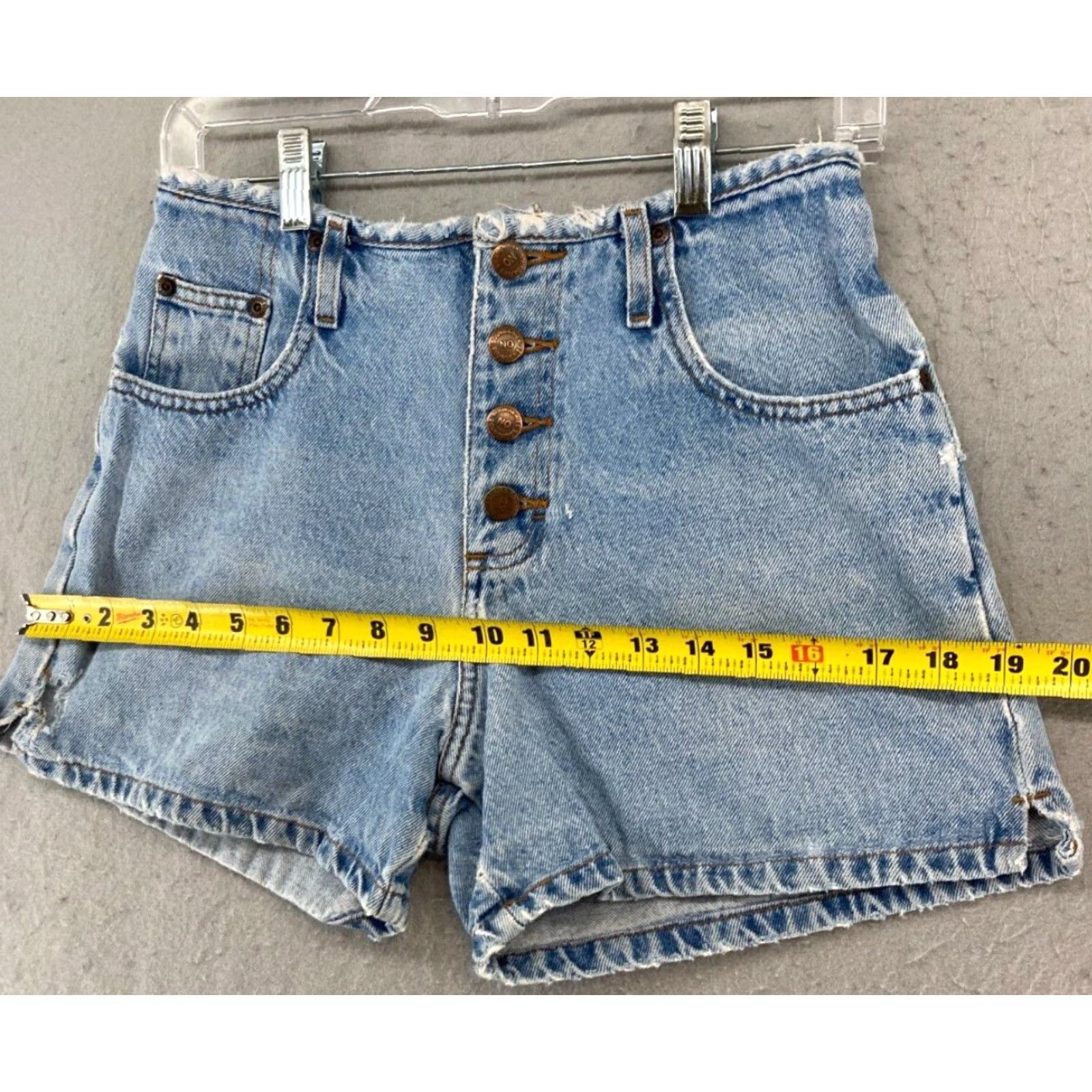 Vintage No Boundaries Womens Jean Shorts 5 Vintage Y2K Button Fly Hi Rise Distressed Size 27" / US 4 / IT 40 - 3 Thumbnail
