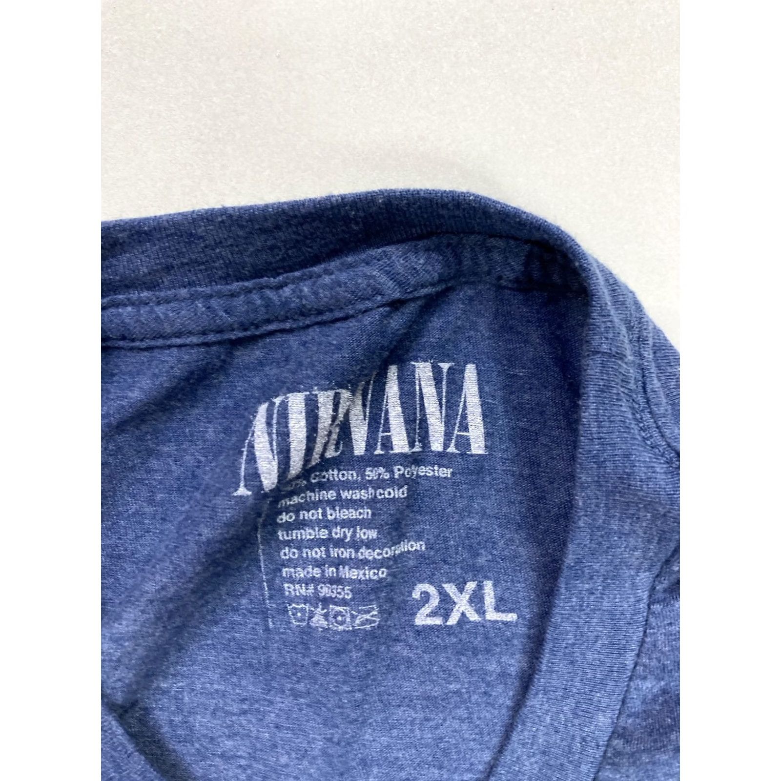 Vintage Nirvana T-Shirt Men XXL Blue Short Sleeve Graphic Print Logo Size US XXL / EU 58 / 5 - 4 Thumbnail