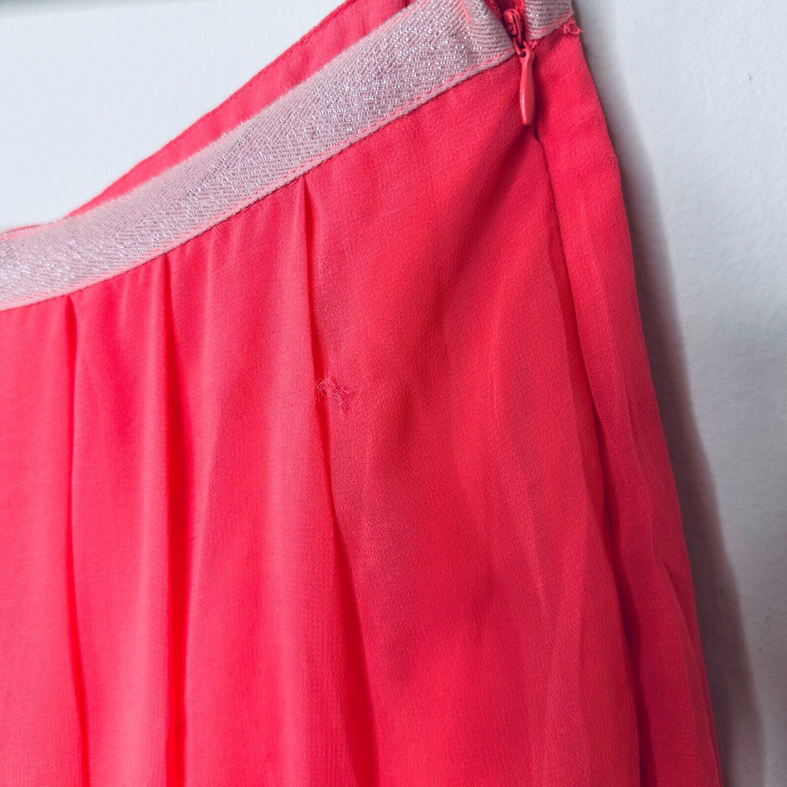 Other Love Riche Pink Sheer Maxi Short Slip Silver Shimmer Waist L Size 36" / US 14 / IT 50 - 4 Thumbnail