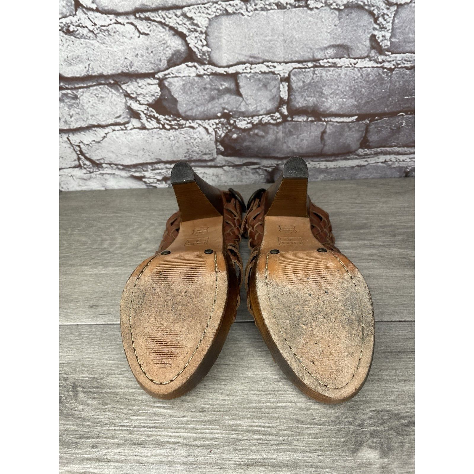 Frye Frye Joy Brown Braided Leather Huarache Platform Heel Sandal Size US 6.5 / IT 36.5 - 24 Thumbnail