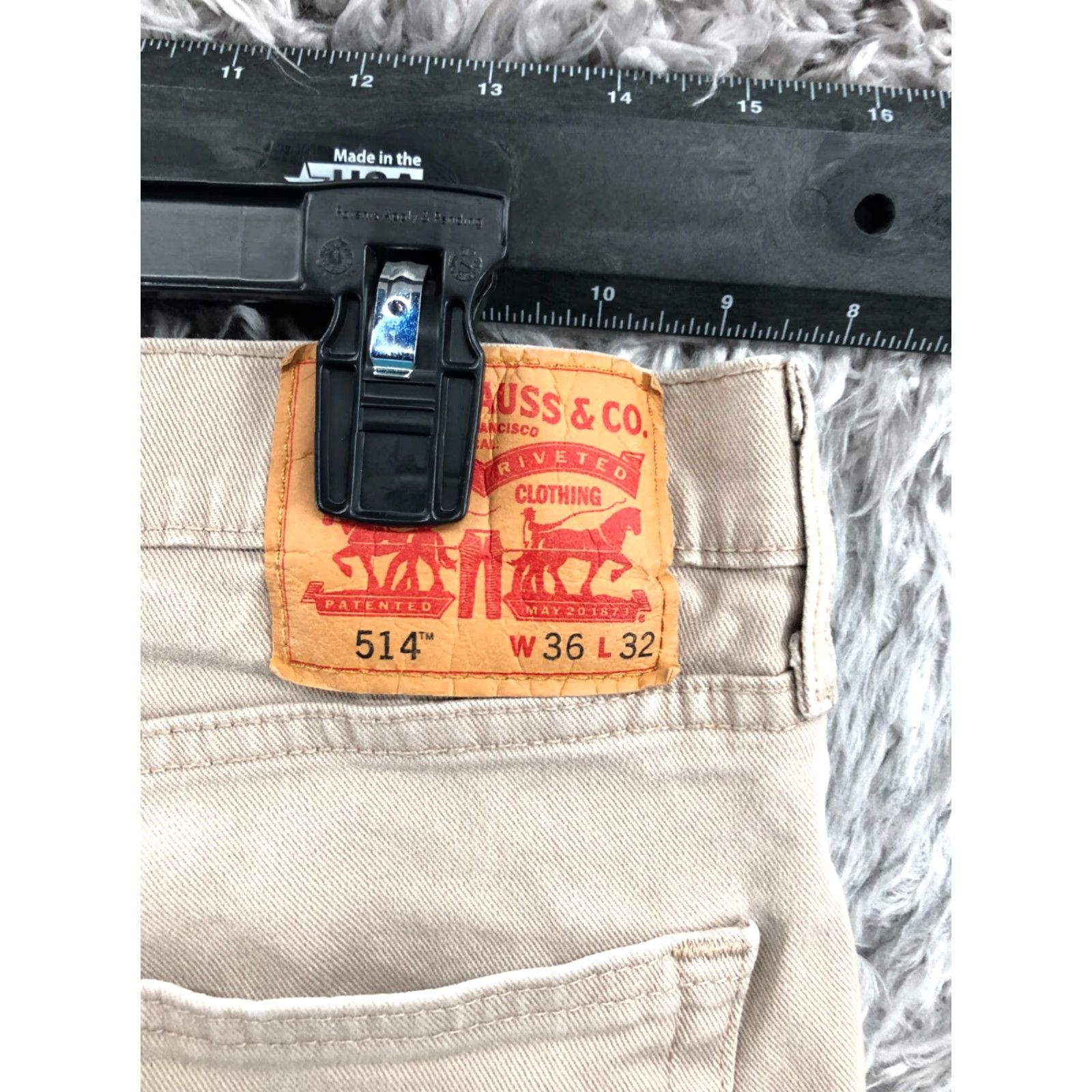 Levi's Levi's 514 Straight Jeans Mens Size 36x32 Mid Rise Medium Wash Beige - Levi's 500 Series Denim 5-Pocket Style Regular Fit Clothing mens Size US 36 / EU 52 - 6 Thumbnail