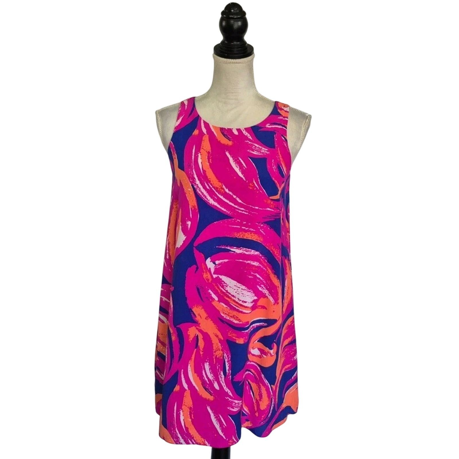 Lilly Pulitzer Lilly Pulitzer Bomber Blue Plume Jackie Dress XS 100% Silk Size XS / US 0-2 / IT 36-38 - 3 Thumbnail