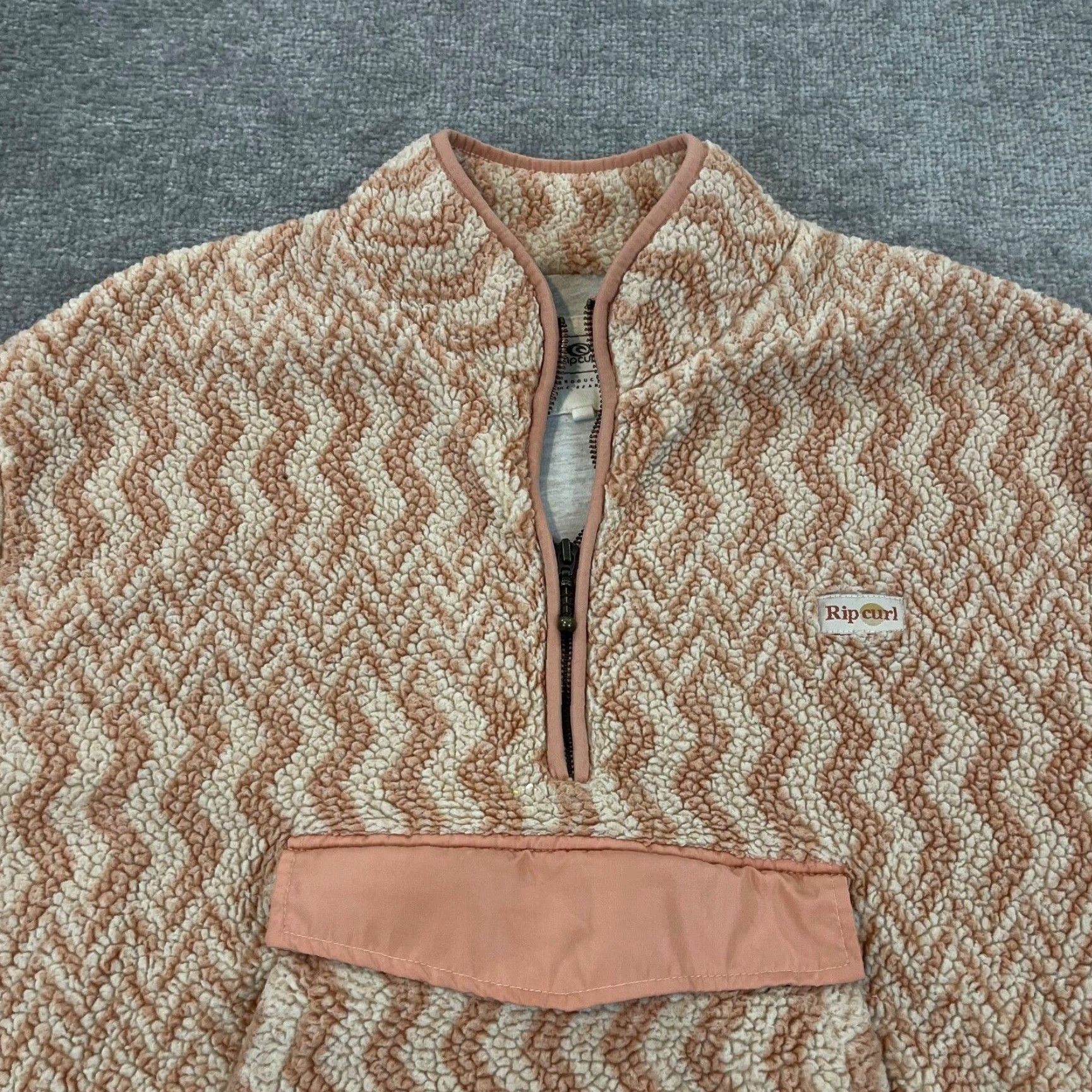 Rip Curl RIP CURL Jacket Womens Large Sherpa Pink Cream Anorak Sweater 1/2 Zip Fleece Size L / US 10 / IT 46 - 2 Thumbnail