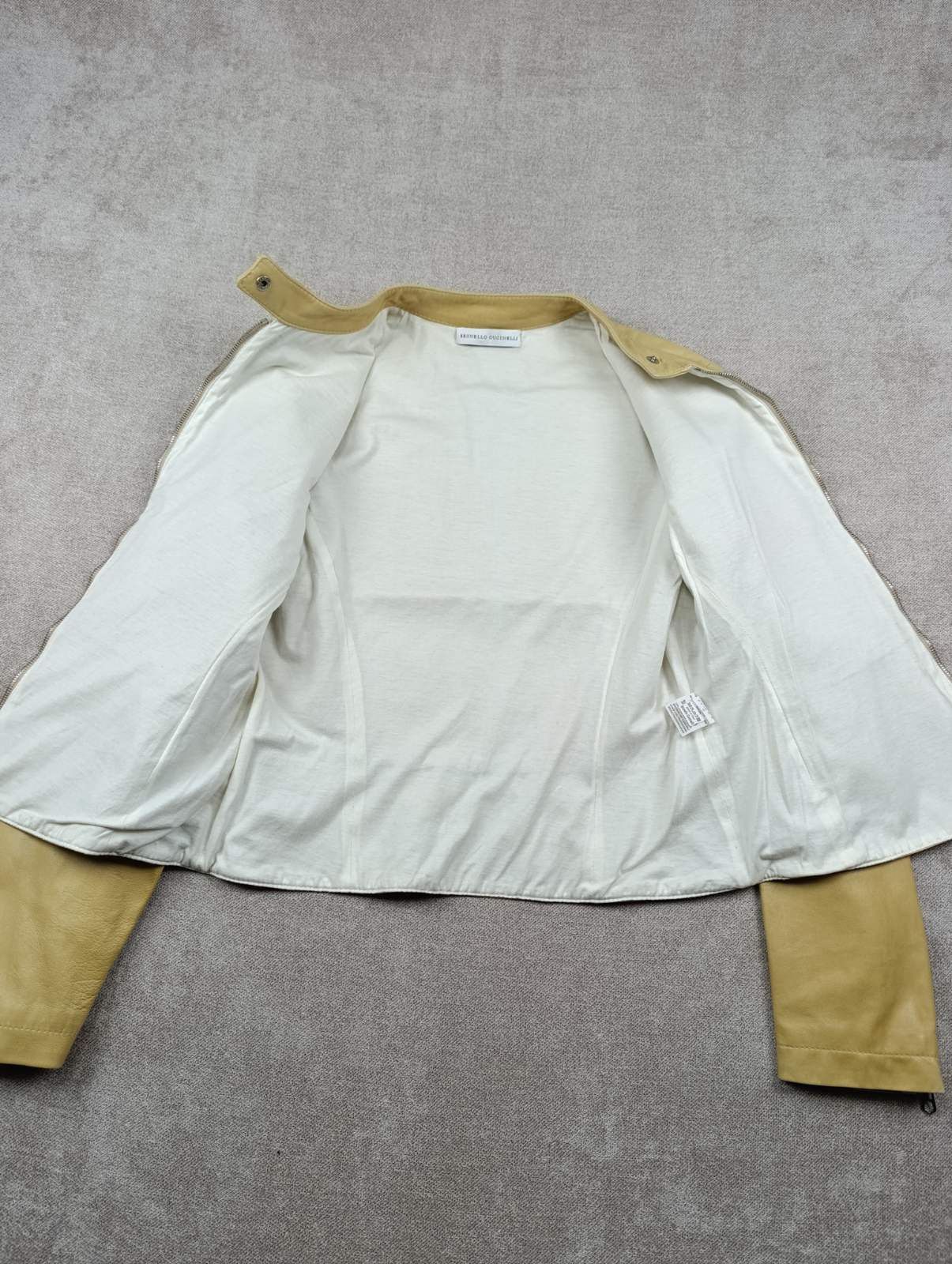 Brunello Cucinelli BRUNELLO CUCINELLI WOMENS LEATHER JACKET WHITE CREAM Size L / US 10 / IT 46 - 20 Thumbnail