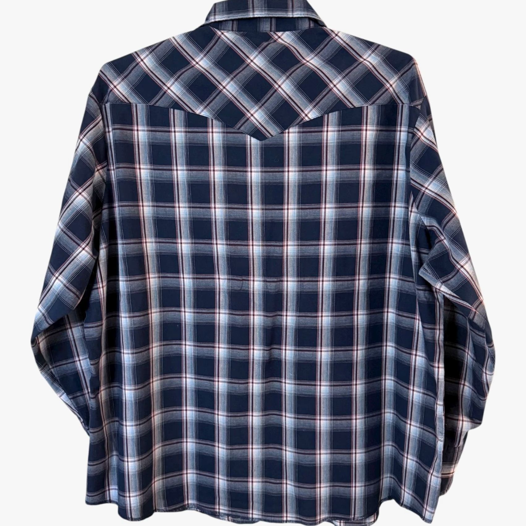 Wrangler VINTAGE Wrangler Plaid Pearl-Snap Western Shirt Blue Men's XXL Button-Up Long-Sleeve Size US XXL / EU 58 / 5 - 4 Thumbnail