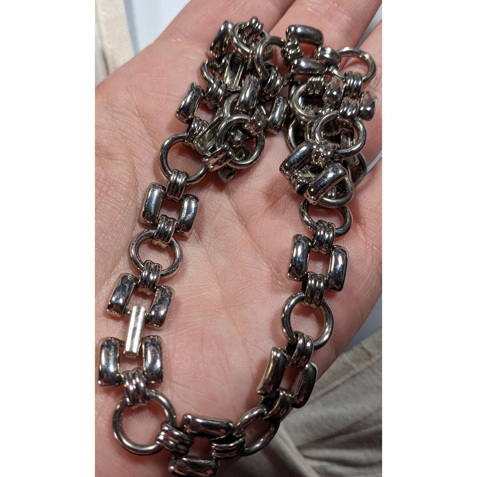 Other Vintage Trifari Geometric Link Silver Tone Necklace Size ONE SIZE - 6 Thumbnail