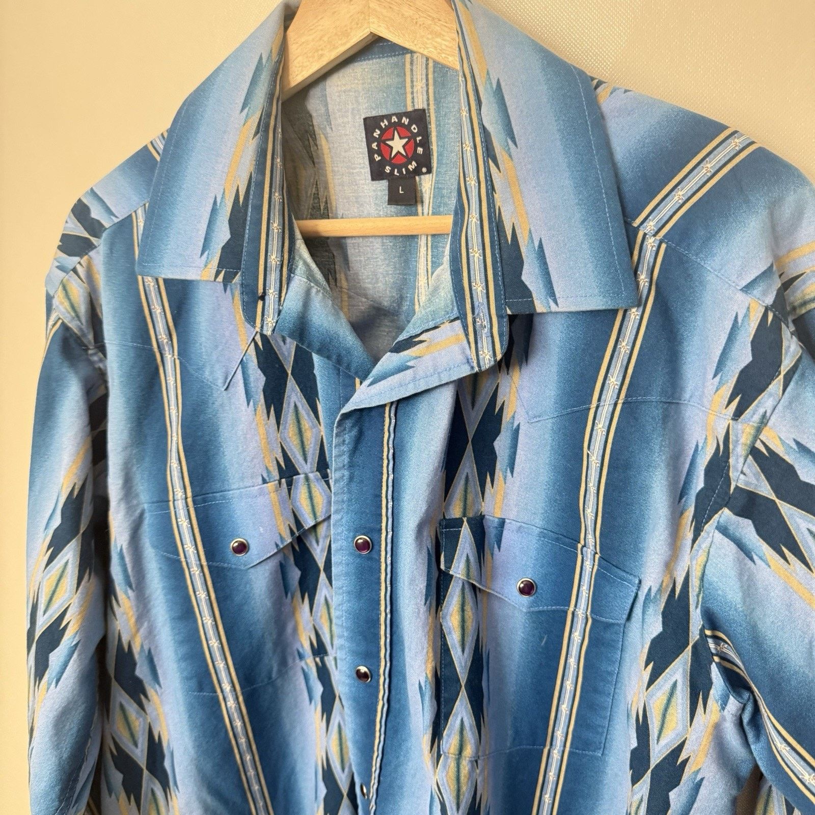 Panhandle Slim Vtg Panhandle Slim Pearl Snap Western Shirt Aztec Barb Wire Size US L / EU 52-54 / 3 - 4 Thumbnail