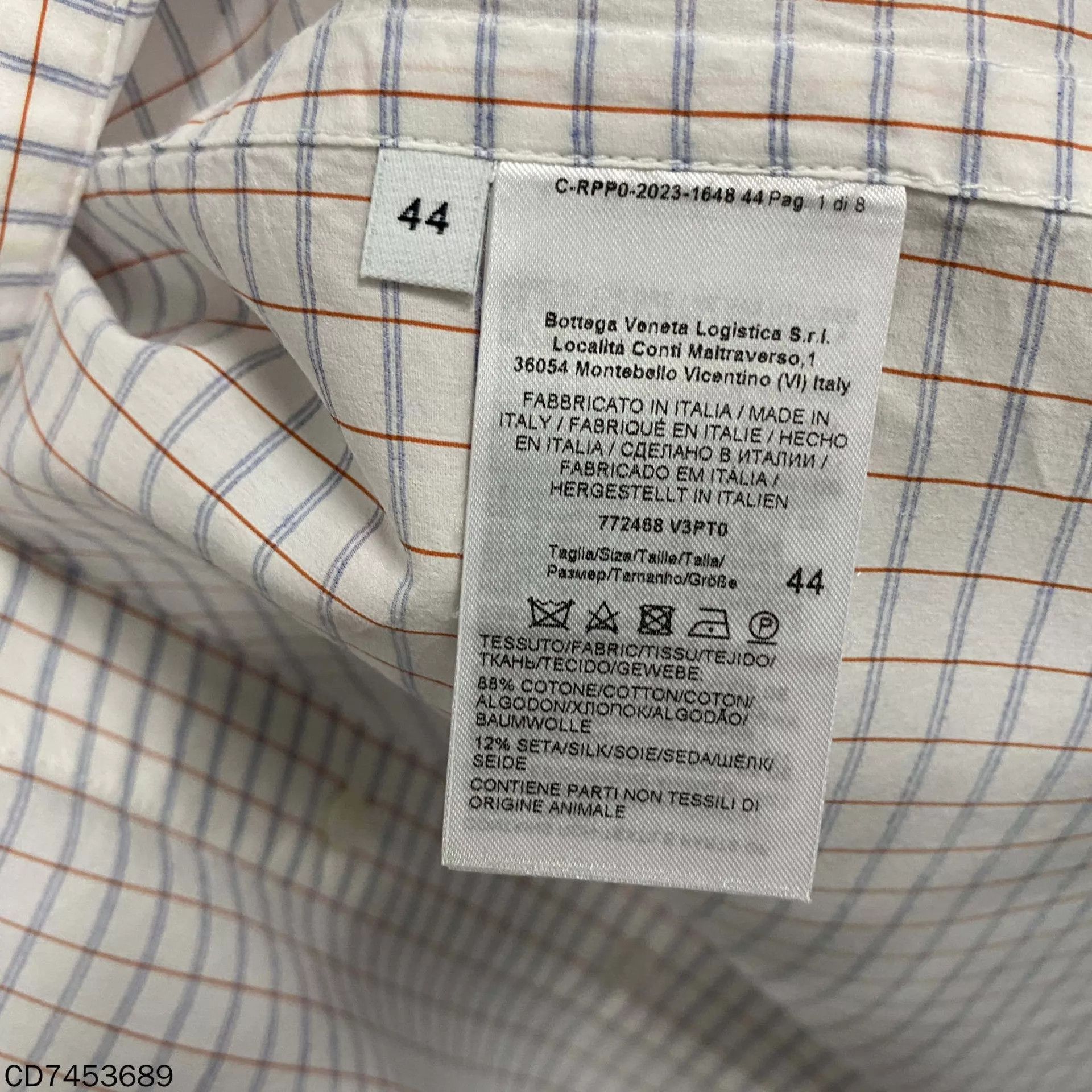 Bottega Veneta BOTTEGA VENETA white micro check neck French knot shirt Size M / US 6-8 / IT 42-44 - 4 Thumbnail