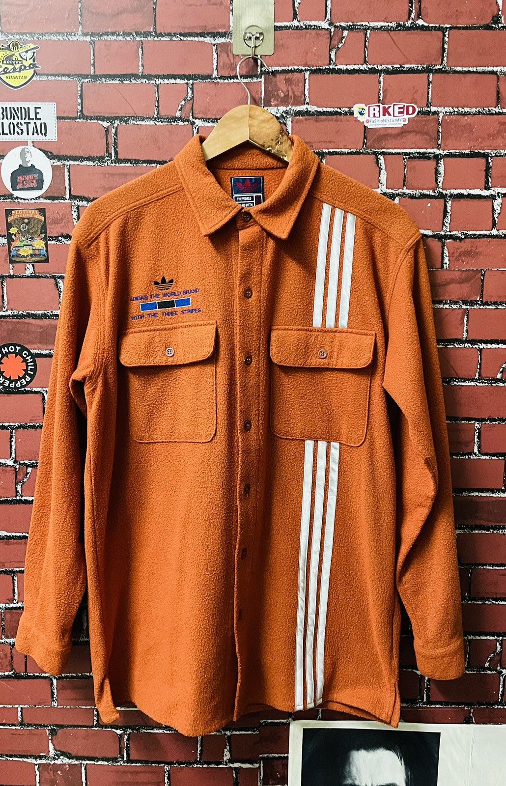 ADIDAS JACKET velvet SHIRT THREE STRIPES