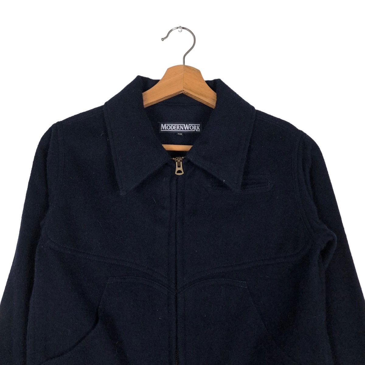 45rpm 🔥Cropped Biker Jacket Wool Indigo Modern Work Japan Made Size US XS / EU 42 / 0 - 3 Thumbnail