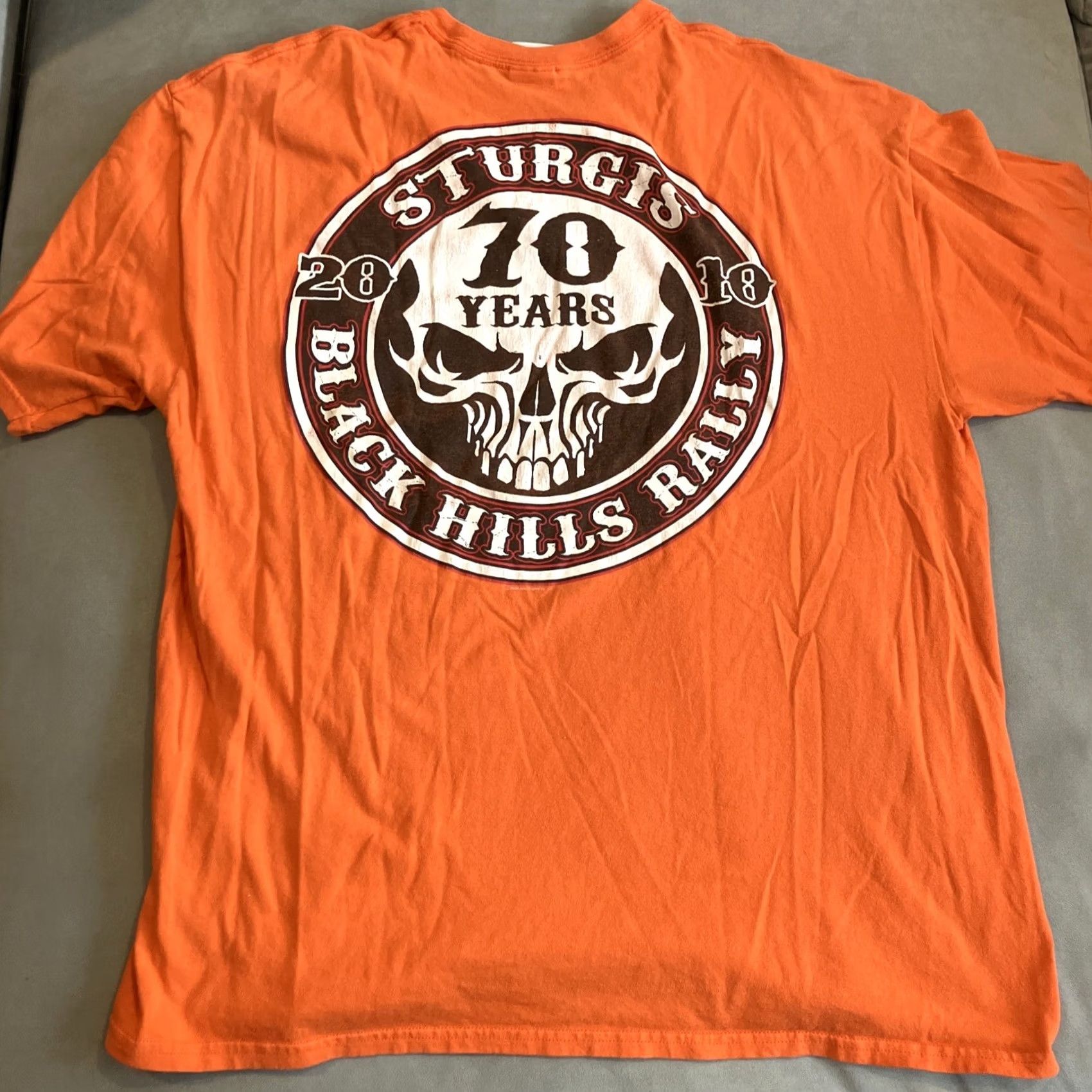 Gildan Awesome - 2008 Sturgis Rally - 70th Anniversary - Double Sided T Shirt - Size XL - Orange - Men - T-Shirt Size US XL / EU 56 / 4 - 4 Thumbnail