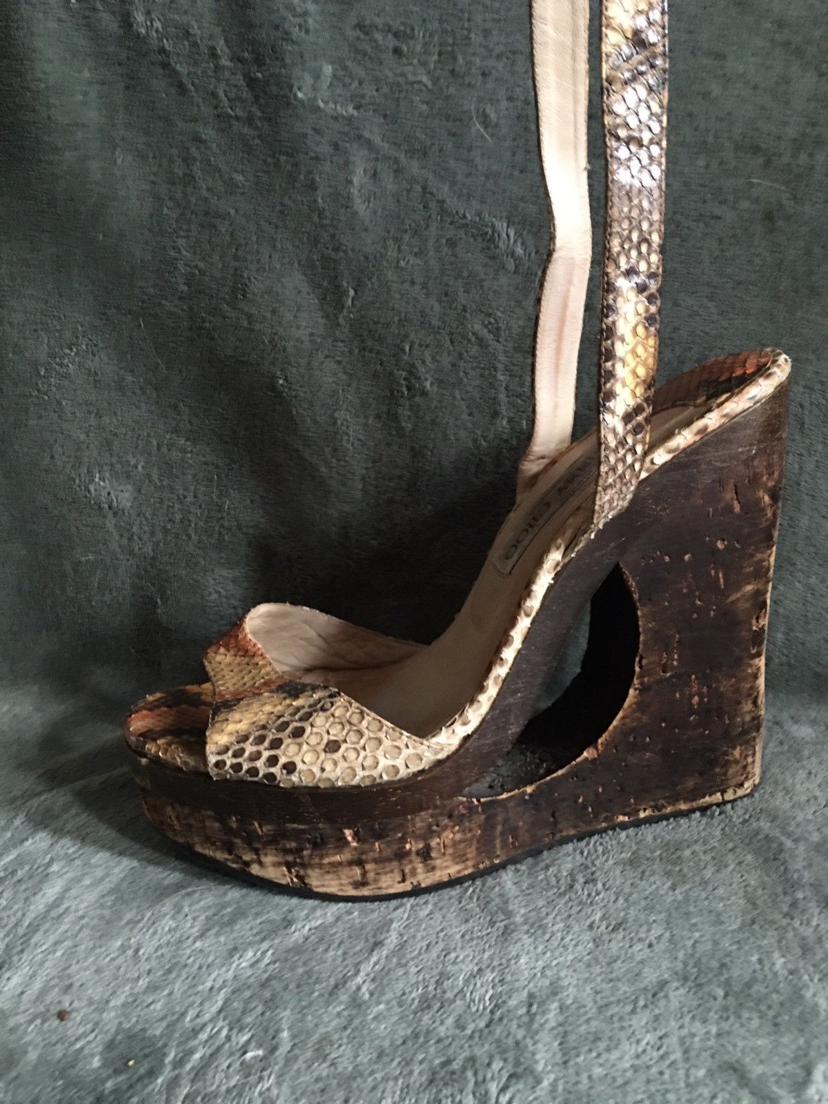 Jimmy Choo Jimmy Choo Multicolor Python Leather Penelop Wedge Sandals Size US 9 / IT 39 - 6 Thumbnail