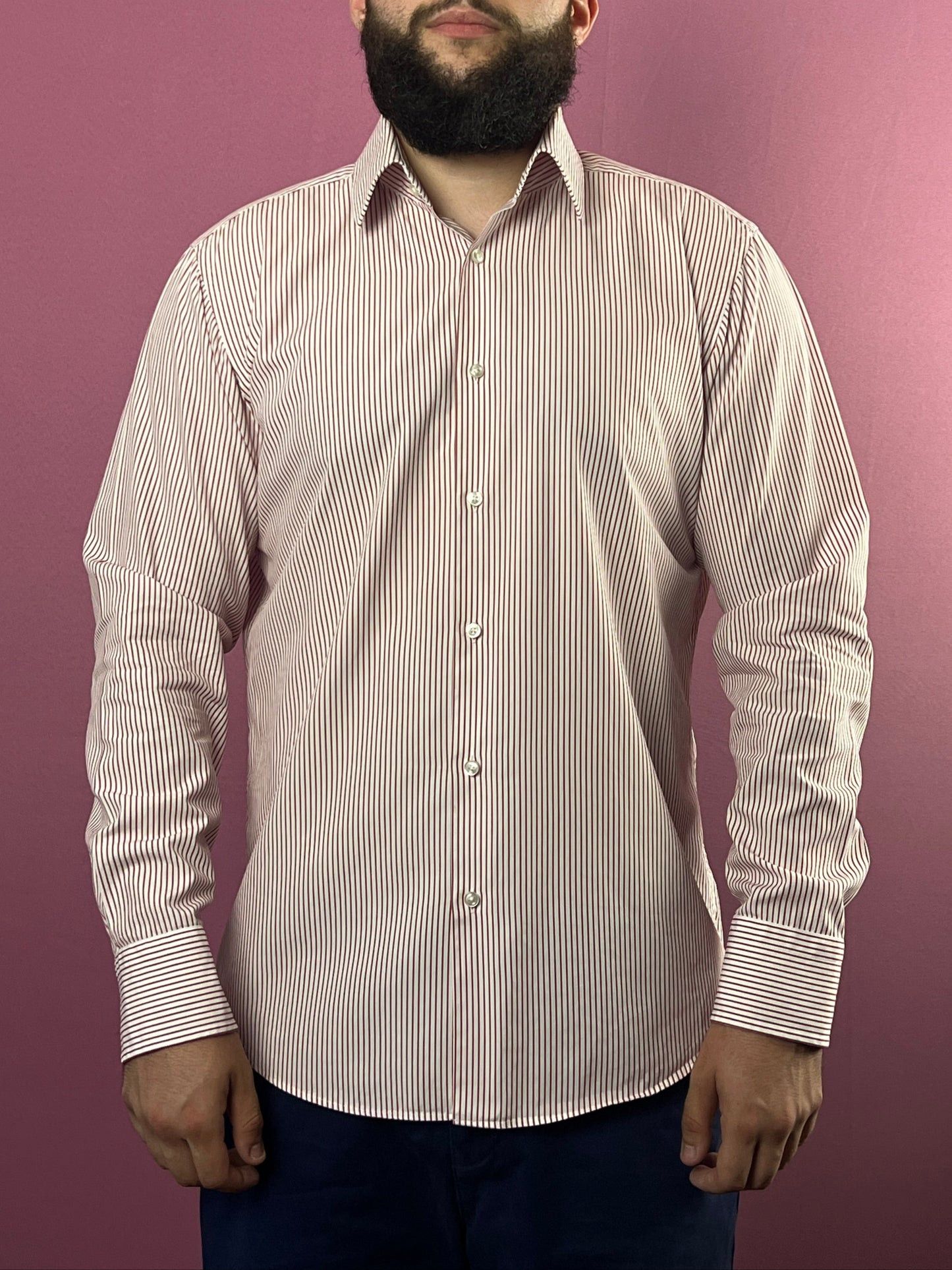 Hugo Boss × Vintage Boss Hugo Boss Vintage Men's Striped Shirt - M Size US M / EU 48-50 / 2 - 2 Thumbnail