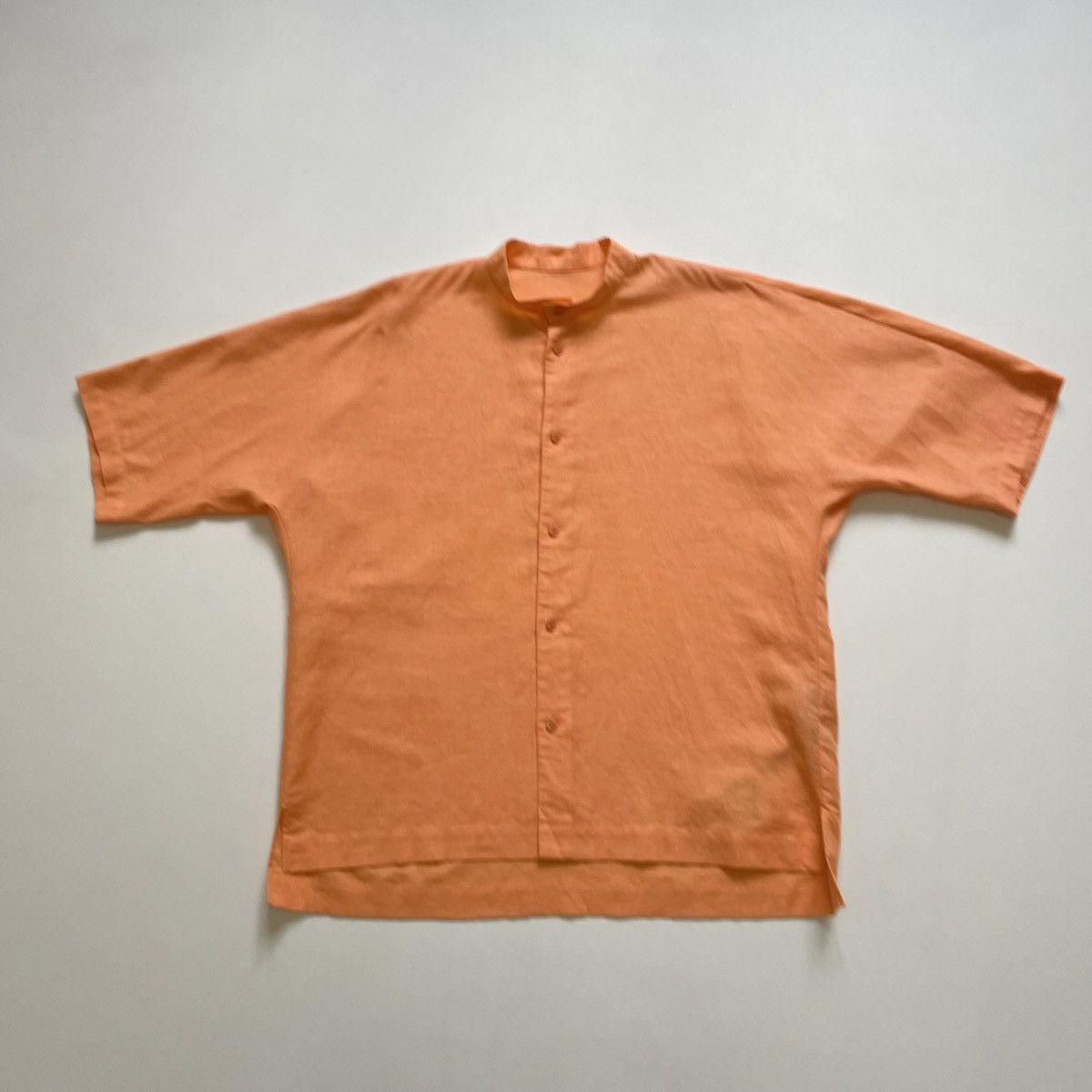 Pleats Please Issey Miyake Coral Orange Curved Sleeve Shirt Size US M / EU 48-50 / 2 - 16 Thumbnail