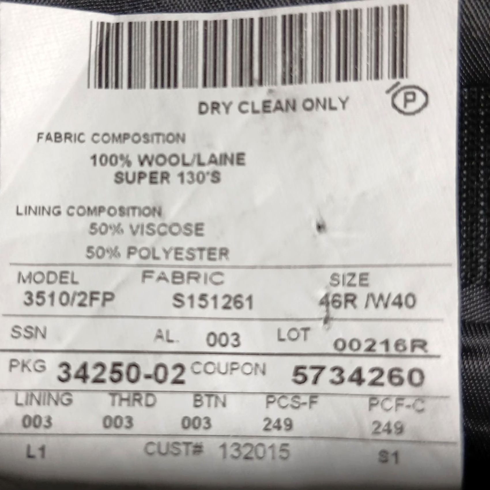 Saks Fifth Avenue Saks Fifth Avenue Wool Blazer Men's 46R Gray Pinstripe Sport Coat Jacket 2 Piece Notch Lapel Two-Button Front Flat Front Regular Fit Double-Vented Size 40R - 6 Thumbnail