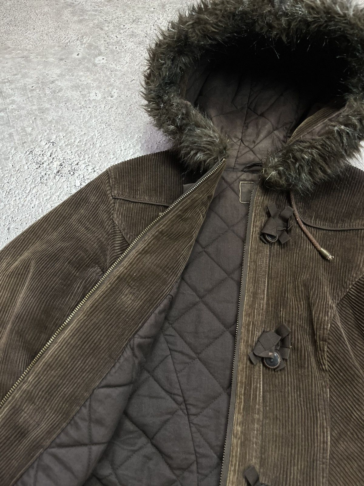Other Y2K Corduroy Faux Fur Hood Jacket Duffle Style Coat Size M Size US M / EU 48-50 / 2 - 9 Thumbnail