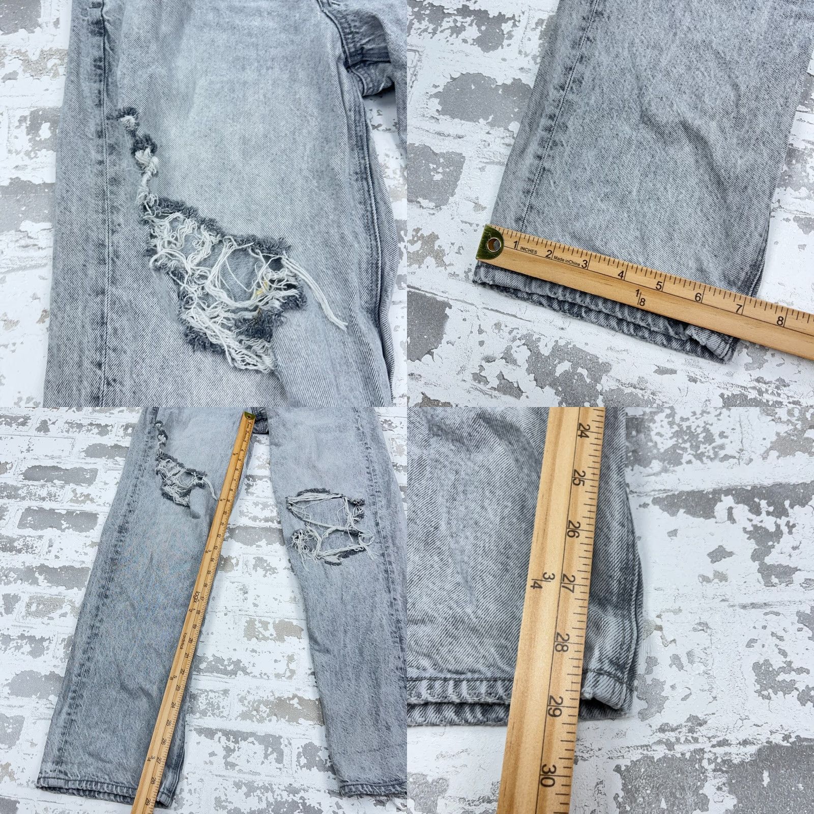 American Eagle Outfitters VINTAGE American Eagle Jeans Women 6 90s Straight Mom Retro Gray Acid Wash Holes Ripped Size 28" / US 6 / IT 42 - 8 Thumbnail