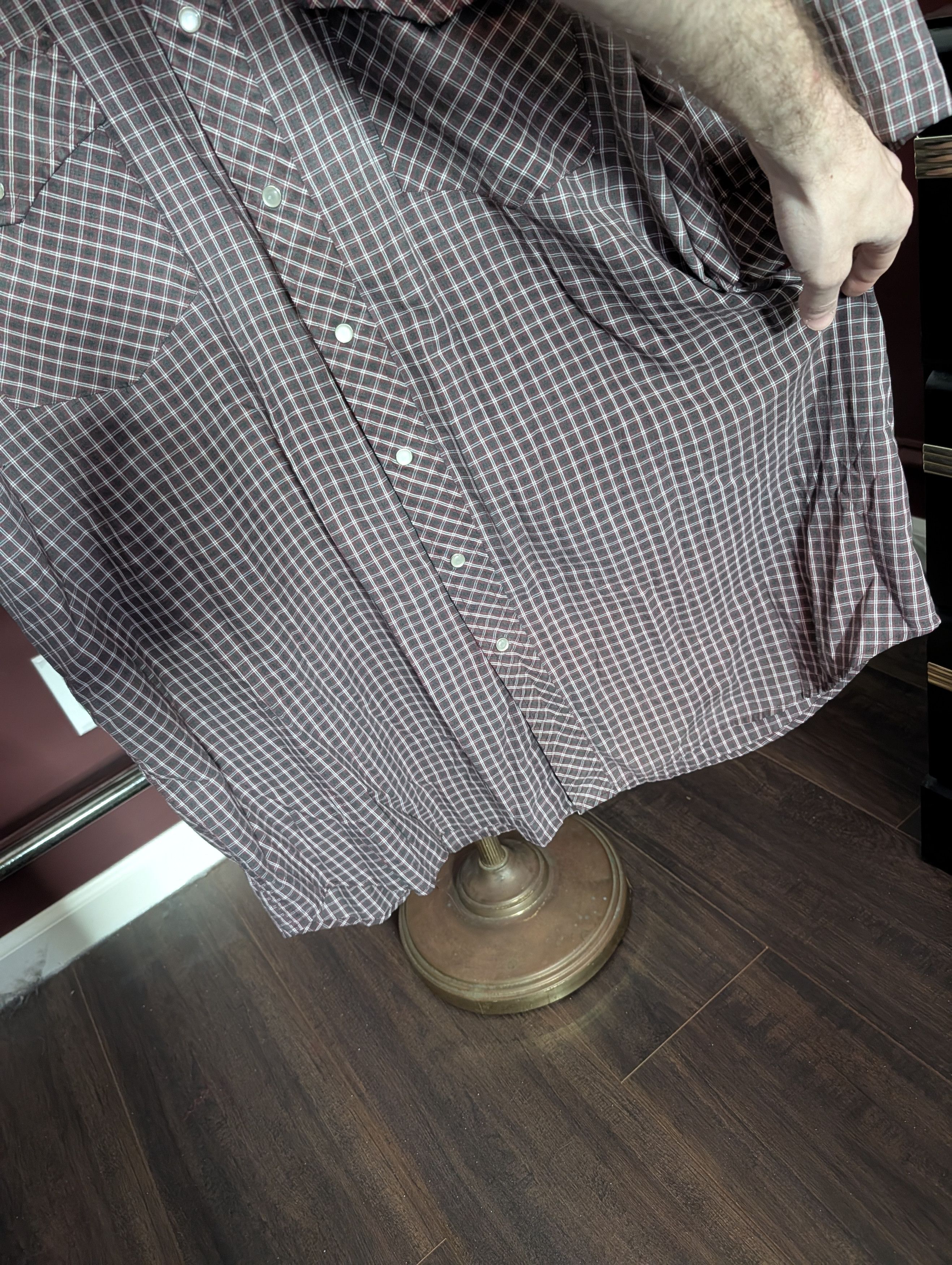 Vintage OUTLAW WESTERN WEAR vtg snap button S/S red shirt Size US XXL / EU 58 / 5 - 7 Thumbnail