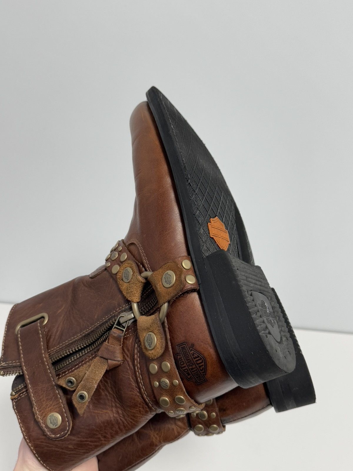 Harley Davidson × Vintage HARLEY DAVIDSON VADA Biker Boots Ankle Leather Bootie EUR-40 Size US 10 / IT 40 - 20 Thumbnail