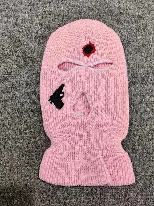 Other Embroidered Balaclava Ski Mask Head Facemask Pink Color Size ONE SIZE - 2 Thumbnail