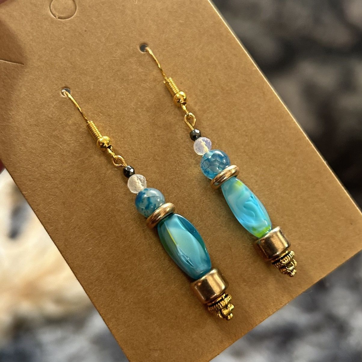 Handmade Handcrafted elegant genuine art glass earrings Size ONE SIZE - 1 Thumbnail