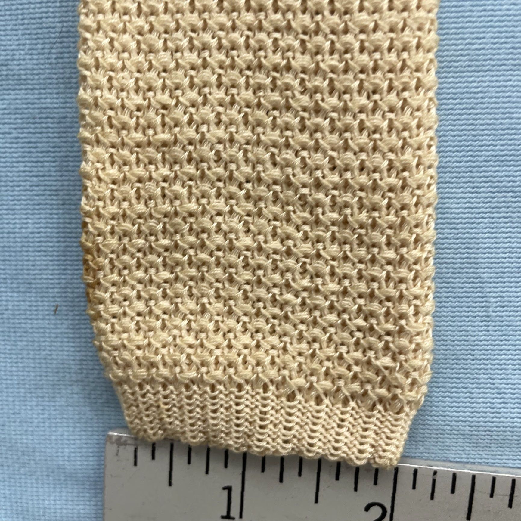 Vintage Vtg 1960 Square Tip Skinny Necktie Cream Brown 100% Cotton Knit Tie 2x52 Read Tie, Vintage, 1960s, Brown, Cream, Knit, Skinny, Men, One Size Size ONE SIZE - 6 Thumbnail