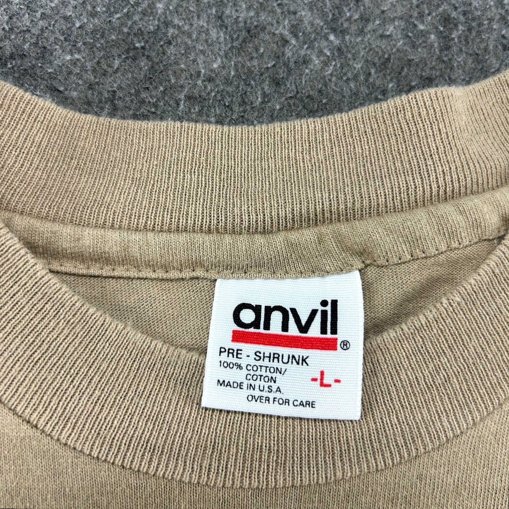 Anvil VINTAGE Anvil Carhartt Shirt Mens L Brown 90s USA Classic Short Sleeve Knit Cotton Polyester Dri-FIT Size US L / EU 52-54 / 3 - 2 Thumbnail