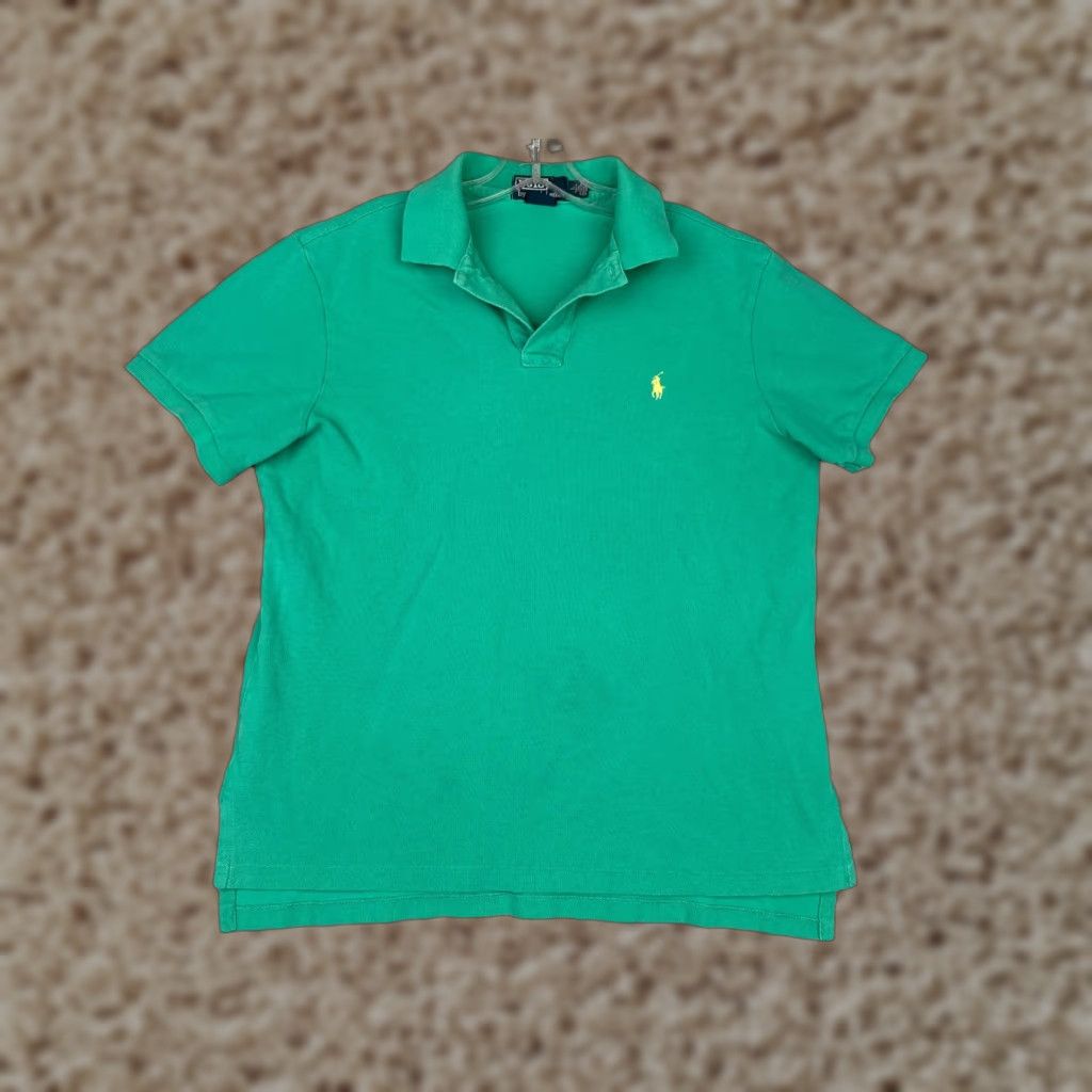 Ralph Lauren VINTAGE Polo Ralph Lauren Shirt Men Large Green 100% Cotton Custom Fit Pony READ Size US L / EU 52-54 / 3 - 1 Thumbnail