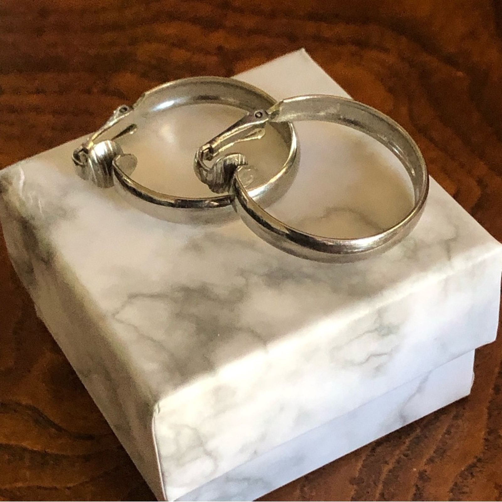 Vintage Vintage 80s silver plated hoop clip on earrings Size ONE SIZE - 2 Thumbnail