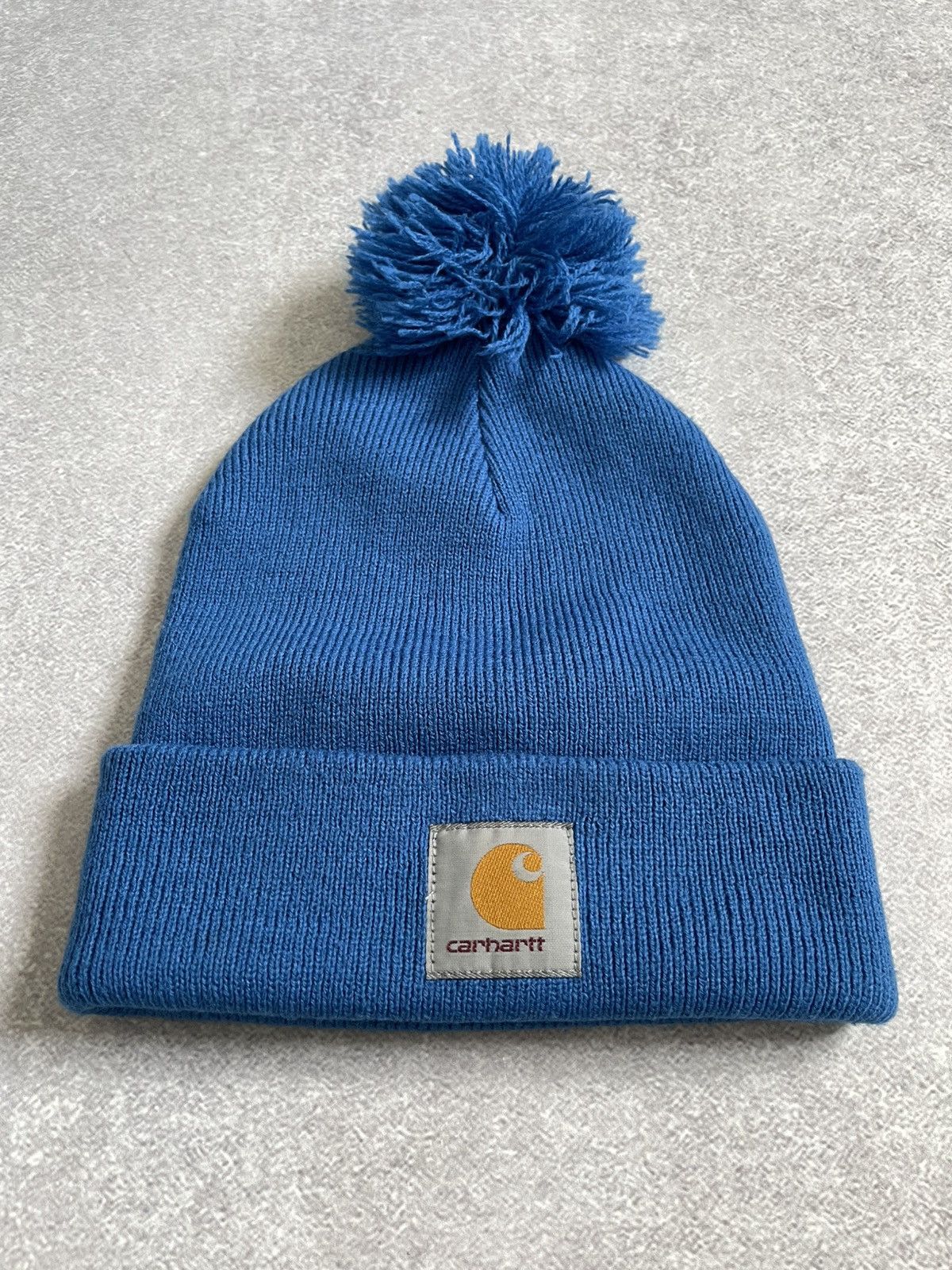 Carhartt Carhartt Bobble Pom Y2k Watch Logo Stretch Beanie Hat Size ONE SIZE - 2 Thumbnail