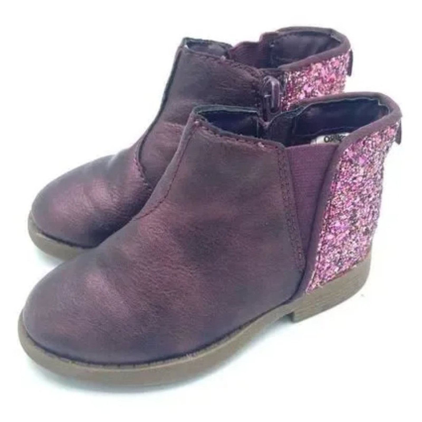Oshkosh OSHKOSH Toddler Burgundy Metallic/Glitter Booties Sz 5 Size US 5 / IT 35 - 1 Thumbnail