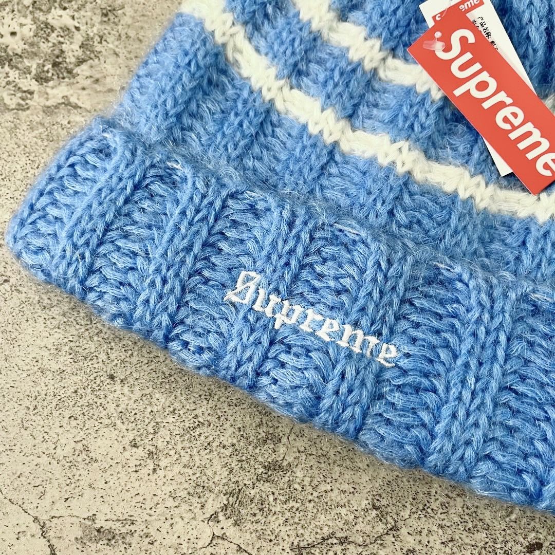 Supreme Supreme Brushed Stripe Beanie - Light Blue Size ONE SIZE - 5 Thumbnail