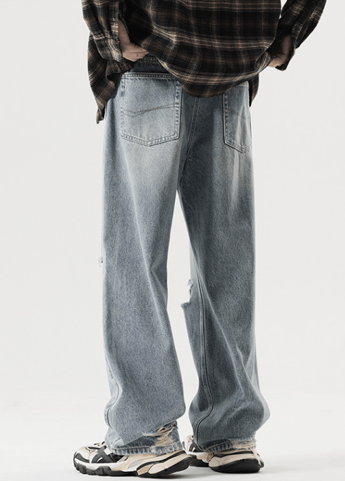 Japanese Brand Fashion loose men's high street ripped jeans Size US 34 / EU 50 - 4 Thumbnail