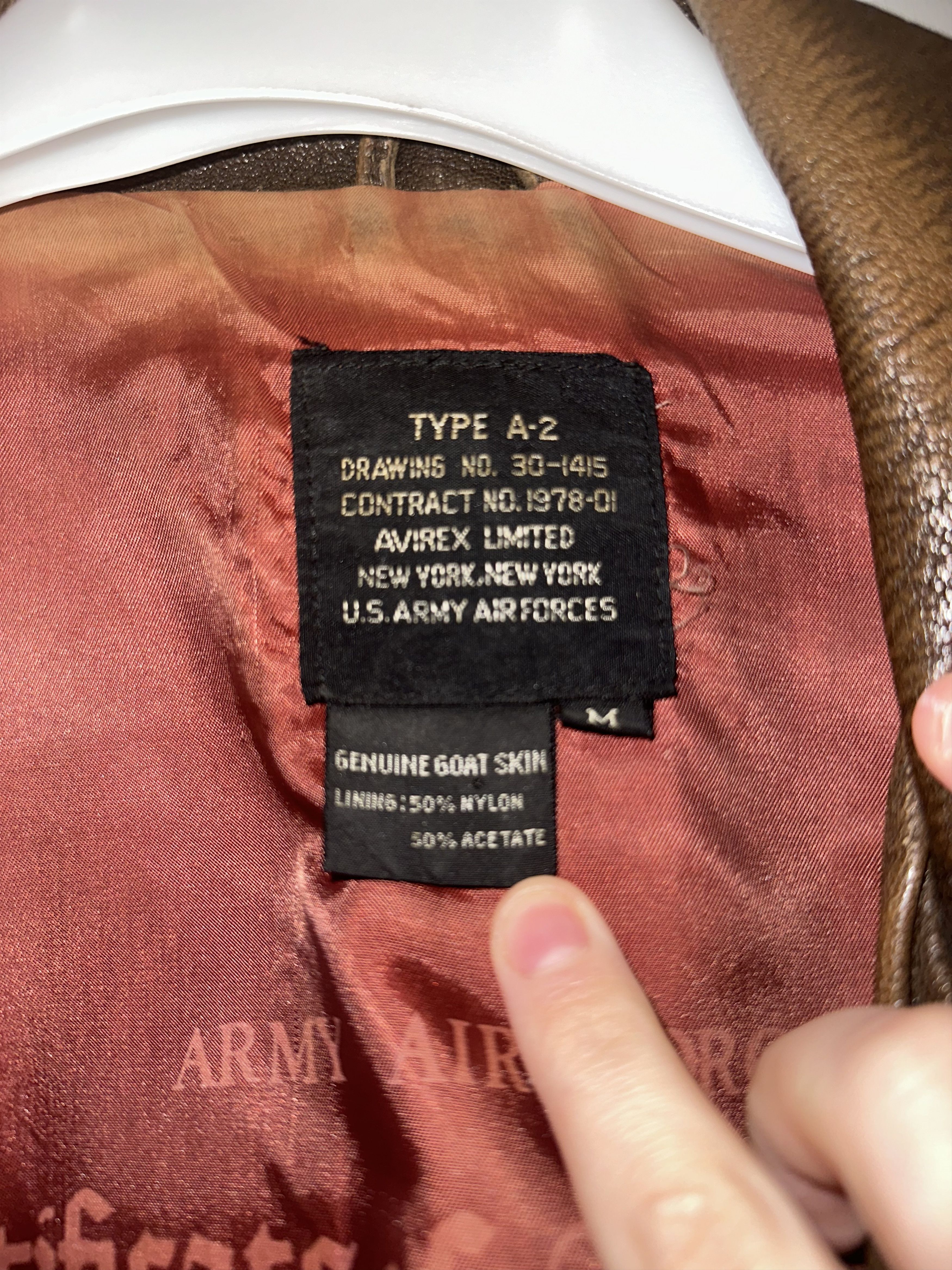 Leather Avirex Type A-2 Flying Tigers Leather Flight Jacket Goatskin Size US M / EU 48-50 / 2 - 7 Thumbnail