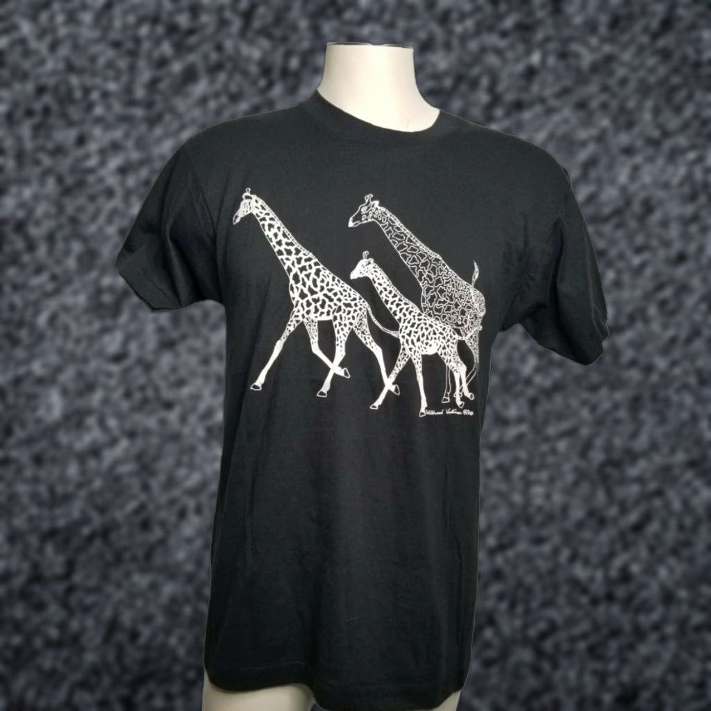 Vintage VINTAGE 80s Screen Stars Africa Giraffe Graphic T Shirt Black Mens Large Size US L / EU 52-54 / 3 - 1 Thumbnail