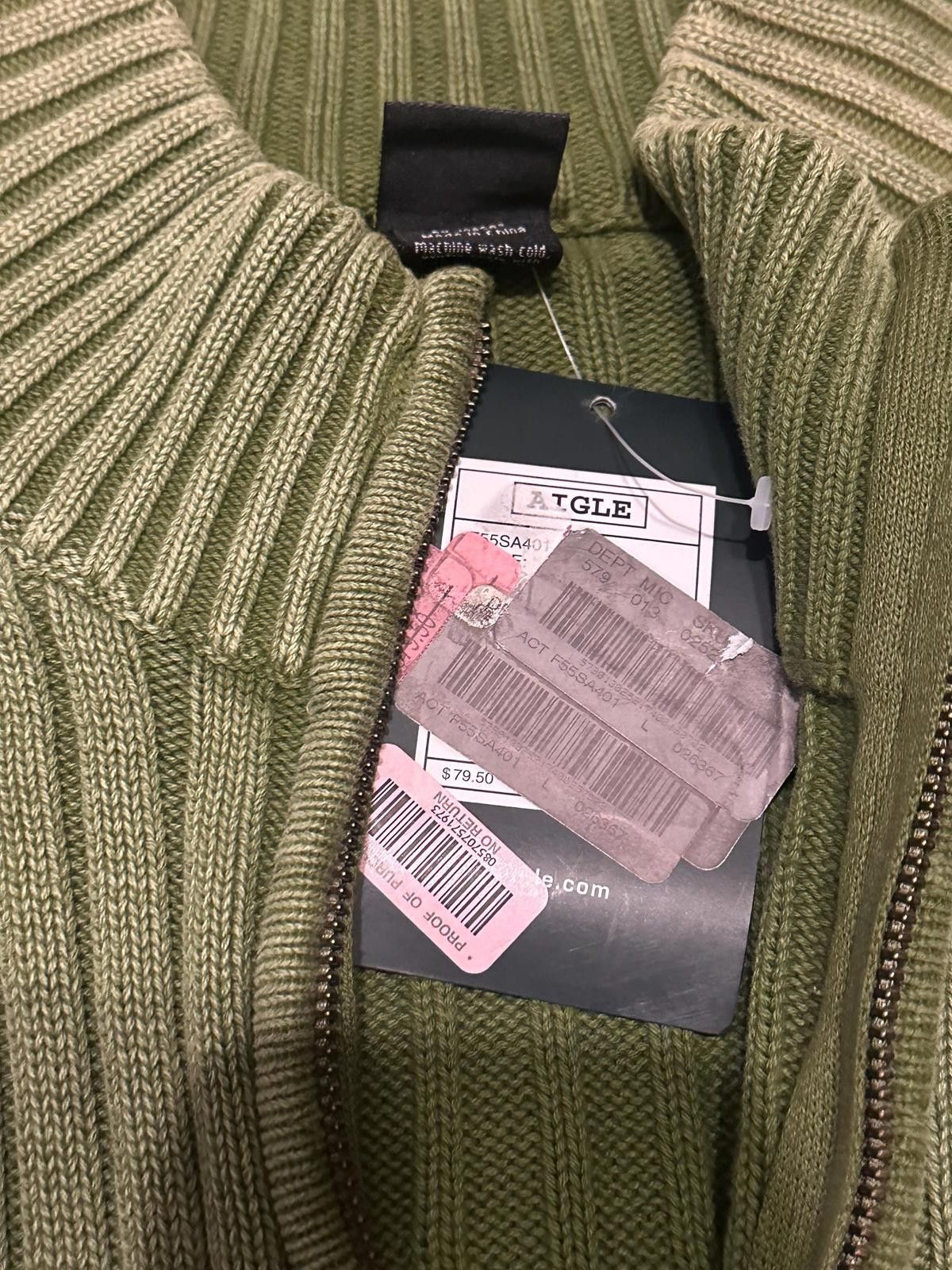 Aigle Aigle Olive Green Ribbed Zip-Up Sweater Size S / US 4 / IT 40 - 4 Thumbnail